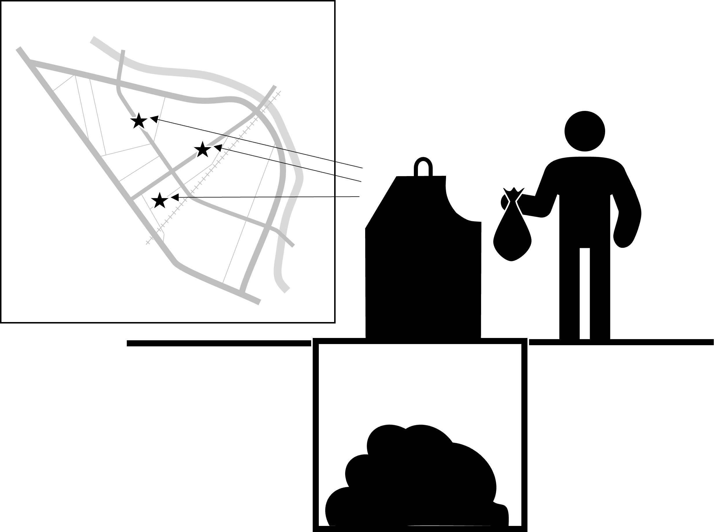 Underground communal containers pictogram