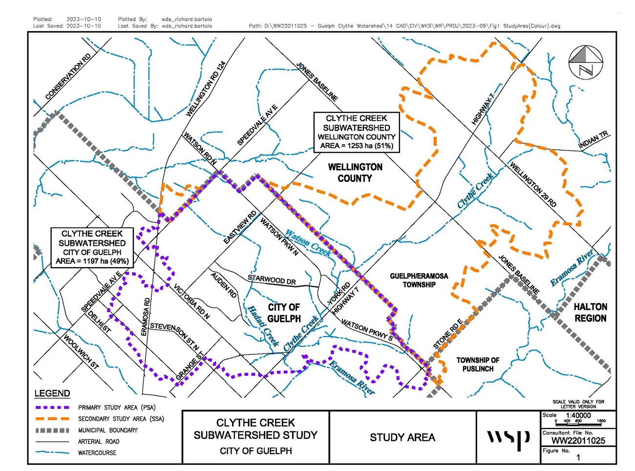 Clythe Creek subwatershed boundary and study area 