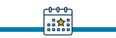 An icon of a calendar with a star over one of the dates