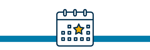 A graphic of a calendar with a star on one of the dates