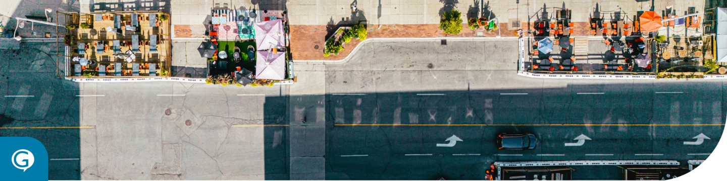 Wyndham Street North set up with road-side patios in 2021