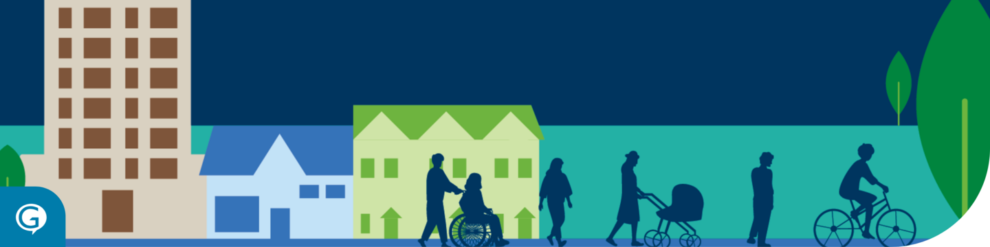 Various types of housing and different people interacting with them