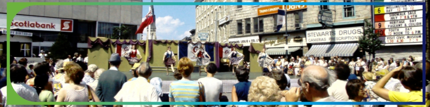 A crowd gathered to celebrate Guelph's 150th anniversary in St. George's Square back in 1977