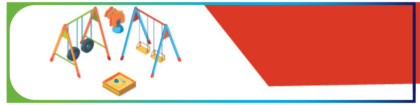 playground graphic with swingsets, sandbox and red block on the right