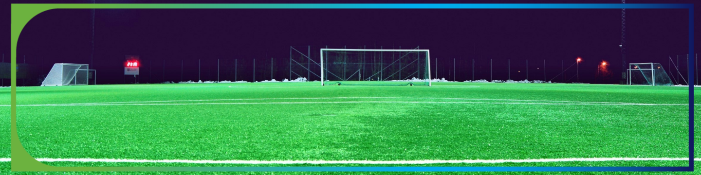 soccer field with nets at night